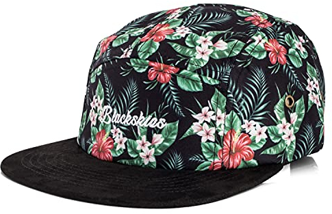Blackskies® Oahu Vol. II 5-Panel Cap | Camp Damen Herren Baseball Mütze Kappe Floral Dschungel Skater Snapback Strapback Schwarz Grün
