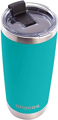 unycos - Termo de Acero Inoxidable con Tapa Antigoteo de 500 ml Aislamiento de Vacío de Doble Pared, Botellas de Frío/Calor | Tecnología MagSlider - 100% a Prueba de Fugas - Resistente (Turquesa)