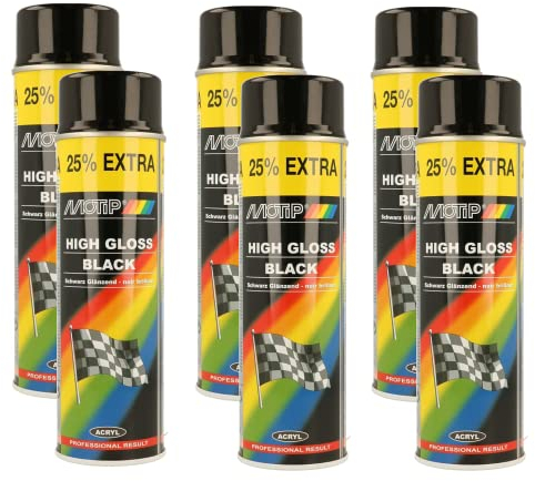 MOTIP high gloss schwarz 500ml, 6-teiliges Set