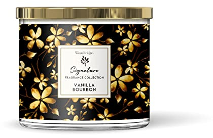 Woodbridge Duftkerze im Glas mit Deckel | Vanilla Bourbon | Duftkerze Vanille | 3 Docht Kerze | Raumduft zur Entspannung | Kerze lange Brenndauer bis 40h