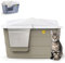 CAT CENTRE Beige Large Cat Hooded Litter Tray Box or Cat House Spacious Adult Cats Kittens Covered Toilet Enclosed Pan Loo Flap Door Lidded Detachable Hood Easy Cleaning