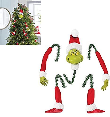 Regalos para decoración de árbol de Navidad, Punta árbol Navidad, Cabeza/Brazo/Pierna Elfo para árbol, Pierna Elfo rellena en la Punta, Ganchos guirnaldas