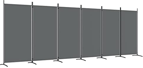 6 Teilig Paravent Stoff Raumteiler Trennwand Balkon Sichtschutz Stellwand Freistehend Faltbar Wand Trennwand Umkleide, Paravent Anthrazit 520x180 cm