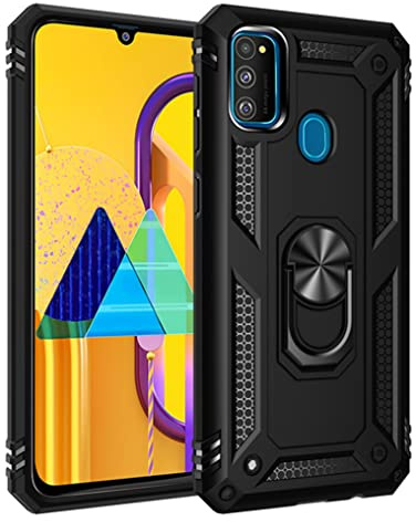 LXHGrowH Cover per Samsung Galaxy M21 / M30s / M31 Militare Antiurto, Nero | Custodia Militare Shockproof Protezione Silicone Bumper e Back Anti-graffio Protettiva Armor, con 360° Magnetica Supporto