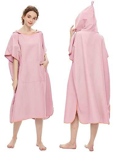 JORAKI Handtuch Poncho Erwachsene, Surf Poncho Microfaser Handtücher Badeponcho Strandtuch Damen Herren Umziehhilfe Ultraleicht und Schnelltrocknend Badehandtuch für Surfen Camping Sauna Schnorcheln