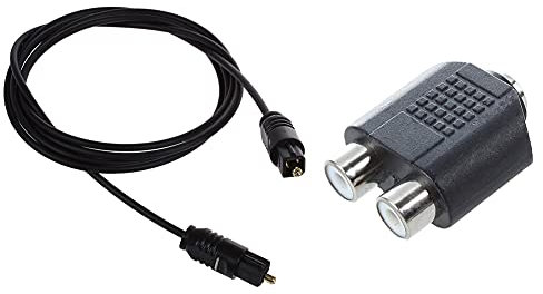 SuanQ 1 Pcs 3 FT 1.1M Metre Digital Fibre Optical Audio DVD Cable & 1 Pcs 3.5mm Female to Dual Female Phono Adapter