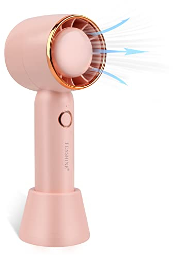 Fenshine Desk Fan, Portable Mini Handheld Fan with 3 Speeds, USB Rechargeable, Air Conditioning Blower, Low Noise for Home Office Indoor Outdoor Holiday Travel(Pink 01)