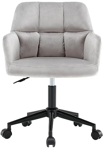 chairus Schreibtischstuhl Samt Bürostuhl 360° Drehbar Schreibtischstuhl Höhenverstellbar Drehstuhl für Arbeitszimmer Arbeitsstuhl Sessel (Grau(Rollen))