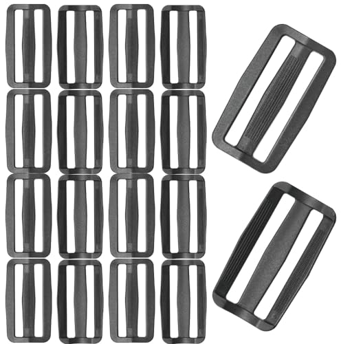 Hocansen Tri Glide Webbing Sliding Plastic Adjustable Backpack Ladder Buckle Adjustable Sliding Buckle, black, 50 mm