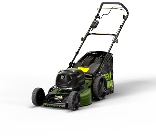 GREEN MACHINE Cortacésped sin cable, 62 V, 46 cm, 60 L, cubierta de acero autopropulsada, cortacésped plegable con batería LED (sólo el dispositivo), cortacésped sin escobillas sin batería ni cargador