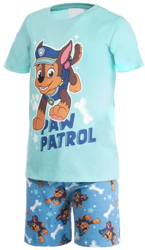 Brandsseller Jungen Schlafanzug Pyjama Freizeitanzug Set mit Motiven im Stil von Paw Patrol - Shirt und Short 122/128