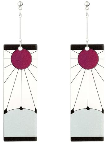 OEIOTEI Kamado Tanjirou-Ohrringe Cosplay-Zubehör Requisite Animation sekundäre periphere Ohrringe Acryl personalisierter Ohrring Kamado T-Fans-Geschenk Geschenk für Anime-Enthusiasten (3)