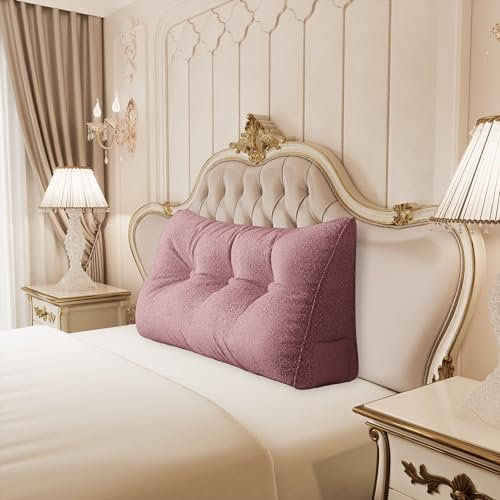 Johnear Keilkissen Lesekissen für Bett und Sofa Lehnenkissen Rosa Kissen 100cm, Rückenkissen Kopfteil Bett Rückenlehne Großes Dreieckiges Lendenkissen