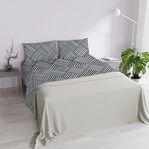 Italian Bed Linen Dafne Bettwäsche-Set, Bedruckt, Mikrofaser, Citylife Grey, Doppelbett
