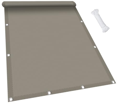 Sonnensegel Balkon 4 x 8 m, Wasserdicht 98% UV Schutz Wetterschutz Segel Baldachin inkl Befestigungsseile für Garten Terrasse, Taupe