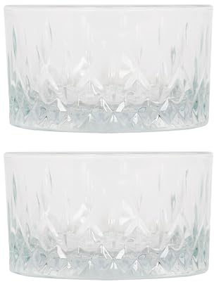 LAV 2x Clear 9.5cm Odin Glass Snack Bowls - Small Kitchen Party Dessert Food Fruit Sweet Nibbles Serving Dip Sauce Tapas Dishes Set