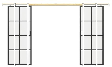 Vente-unique-Doppel-Schiebetür mit Galandage-System - Aluminium & Sicherheitsglas mattiert - 2 x 205 cm x 93 cm - WILDEN II