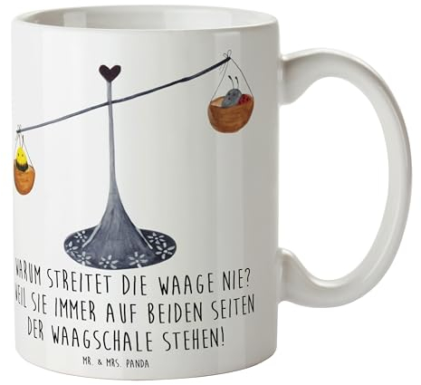 Mr. & Mrs. Panda Tasse Waage Harmonie - Geschenk, Diplomatie, Sternzeichen, Persönlich, Kaffeetassen, Kaffeetasse, Cappuccino Tassen, Gleichgewicht,