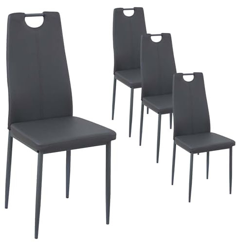 buybyroom Sillas Comedor Pack 4, Sillas de Cocina Acolchadas Modernas, Patas de Metal, Aptas para Sillas de Salón, Cocina, Oficina de Invitados, Gris
