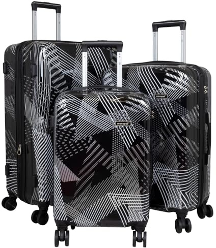 Trendyshop365 Koffer-Set 3-teilig Hartschale 4 Räder Zahlenschloss schwarz