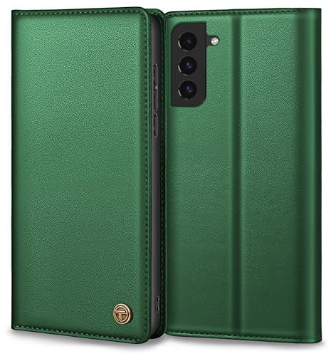 Handyhülle für Samsung Galaxy S22 Hülle, Premium PU Leder Schutzhülle für Samsung S22 Hülle Wallet Kartenfach Standfunktion Flip Case for Galaxy S22 Klappbar,Pine Grün