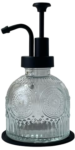 Birugen, Vintage Seifenspender für das Badezimmer, Glas-Seifenspender mit Pumpe für die Küche, im Landhausstil, antik, hübsches kleines rustikales Dekor (Weiß)