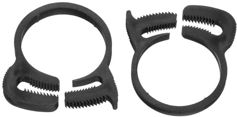 sourcing map 2 Pcs Adjustable Double Snap Grip Hose Clamps Plastic 31.5-34 Mm/1.24-1.34 Inches Inner Dia Adjustable Several Ratcheting Tubing Clamp for Home, Black