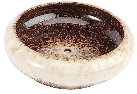 CIYODO Keramik Blumentopf 1 Stück, Flach Rund, Glatte Oberfläche für Lotus