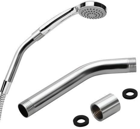 Leopacat Shower Head Extension ArmG1/2,Stainless Steel Curved Wall Mounted | Shower Pipe Extender for Handheld & Rainfall Showers, Bathroom Overhead Hose Accessory 16.5 x 2 x 2cm