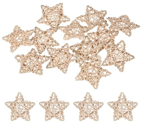 M METERXITY 12-Pack Pentagram Shaped Wicker Rattan Balls 65mm/2.6 Inch Decorative Rattan Balls Orbs Vase Fillers Bowl Fillers for Christmas/Weddings/DIY Crafts/Home Decor [Burlywood]