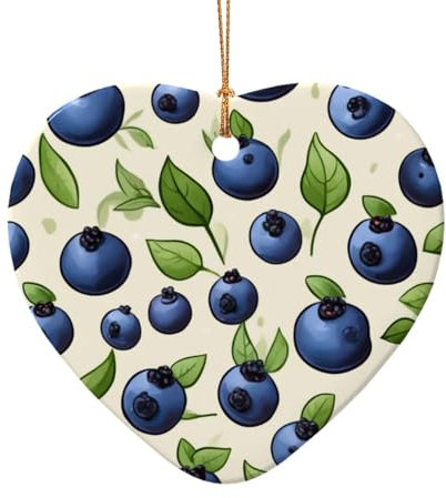 Blueberry Pattern03 Exquisiter runder Keramik-Anhänger für Taschen, festliche Baumschmuck, Auto-Dekoration
