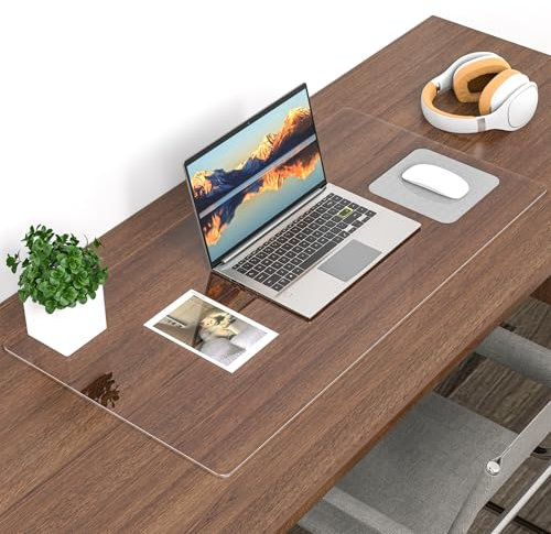 Diffaxy Schreibtischunterlage, transparente PVC-Schreibtischunterlage, runde Kanten, wasserdichte rutschfeste Tischunterlage, Schutzmatte für Büro und Zuhause (100 x 50 cm)