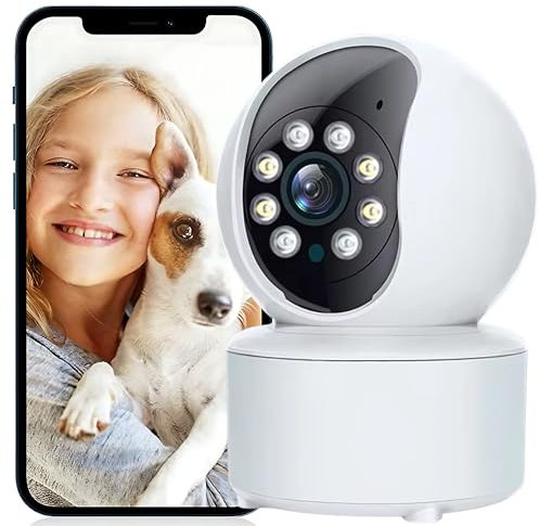 Cámara de Vigilancia WiFi Interior de Seguridad con Detección de Movimiento y Visión Nocturna | Camara IP 1080P | Camara Vigilancia para Perros y Bebé con Audio Bidireccional Compatible iOS Android Le