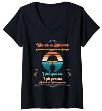 Damen Wackelkontakt - Lampe aus den 70ern - Song , Retro T-Shirt mit V-Ausschnitt