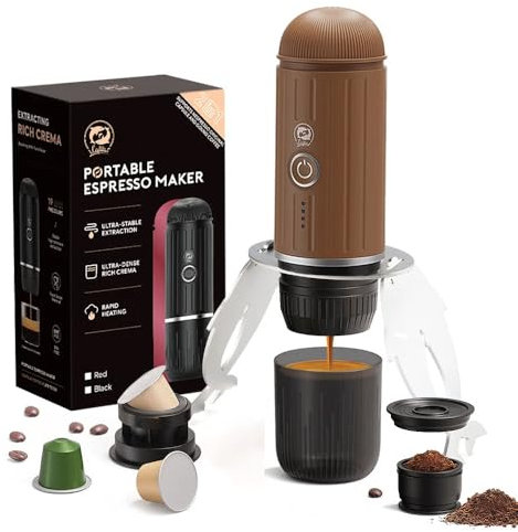 Cafetera Portatil Capsulas Compatible con Nespresso y Cafe Molido - Maquina de Cafe Multicapsulas para Llevar - Portatil Coffee Machine - Cafetera Universal para Llevar