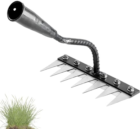 5/6/7/8 Dents Rateau De DéSherbage avec Manche, Portable Rateau De DéSherbage Berthaus pour DéSherber/Ameublir/Semence (7 Dents)