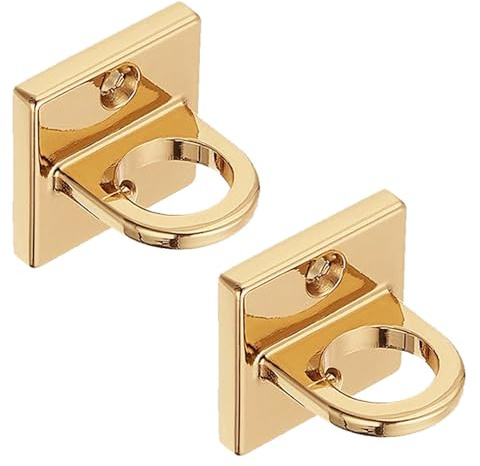 SENRISE Gold Pad Eye Plate U Shape Ceiling Hook Metal Wall Staple Ring Hook Loop Queue Barrier Rope Hanging Loop for Movie Theaters Hotels VIP Stanchion Rope (2Pcs)