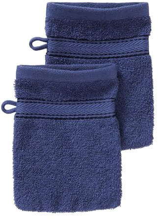 G BETTWARENSHOP Frottierserie Essential – Hochwertige Handtücher aus 100% Baumwolle – Saugstark, Weich & Pflegeleicht Waschhandschuh 2er Pack 15x21 cm, blau