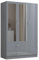 Nera 3 Door Wardrobe with Mirror Shelves and Hanging Rail Tall Wardrobes for Bedrooms Storage (Gloss Grey (Matt Grey))