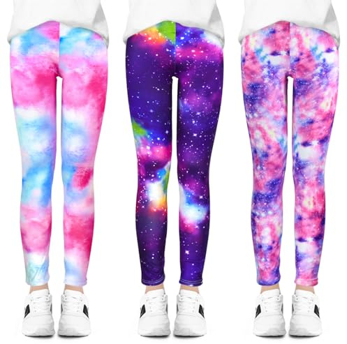 BondEron 3er/4er/5er Pack Mädchen Leggings Lang, Sport & Alltag Elastisch Hose für Mädchen, Größe 104-158