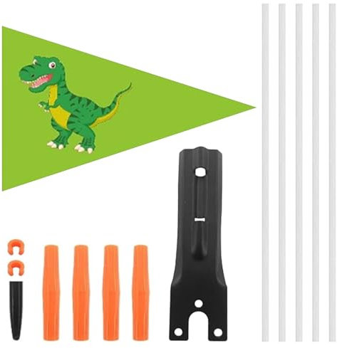 Drapeau avec mât | Drapeau de sécurité réglable en hauteur | Visibilité des enfants | Drapeau de remorque pour la sécurité extérieure | Drapeau de vélo lumineux | Accessoire de sécurité 29 cm