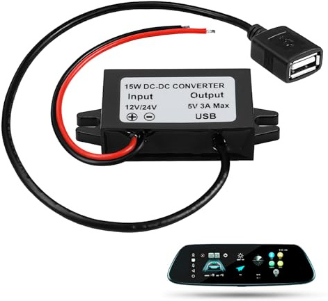 Lueden DC-DC Converter 12V/24V to USB 5V 3A Adapter DC-DC Step Down Adapter