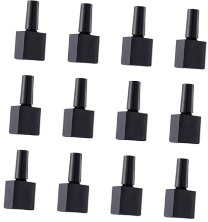 FIXOSHEE 12 pièces Flacon Vernis Vide Verre Lot de Bouteilles Transparentes avec Pinceau Compact et Portable pour Ongles Huiles Essentielles et Liquides Étiquetable et Pratique pour Nail