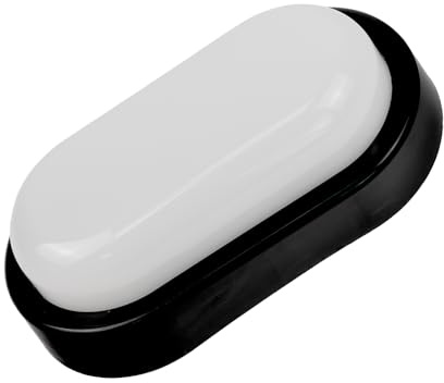 LUXULA LED Kellerlampe Ovalleuchte Schwarz, 12W 1080lm, IP54 | CCT 3000K 4000K 6500K einstellbar, IP54 Wandlampe für Bad, Flur, Keller, Garage, Terrasse und Balkon, Kunststoff