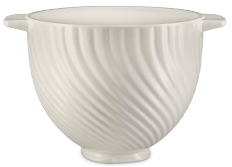 KitchenAid 4.7L Keramik-Rührschüssel, Meringue White Strukturoberfläche, Ofen-, Mikrowellen- & Gefriergeeignet, Passend für 4.3L & 4.7L Tilt-Head Küchenmaschinen