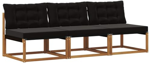 vidaXL 3 Stück Outdoor Mittelsofa Massivholz Akazie Natur, Balkonmöbel, moderner Outdoor-Stil, langlebiges Akazienholz-Loungeset für chillige Gartenmomente