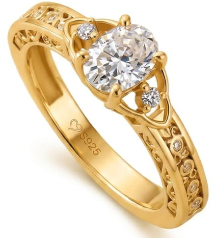 Damen Moissanit Ring Keltisch Knoten Blumen Ehering 925 Sterling Silber Solitärring Ovalschliff Rundschliff Blumering mit Stein Verlobungsring Bandring für Frauen Geschenk