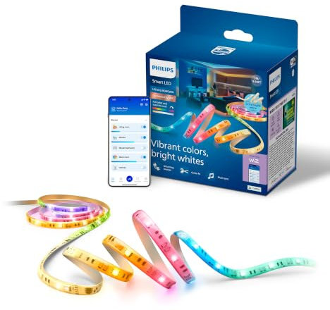 Philips Smart Lighting RGBICWW-LED-Streifen, 3 m, Typ C, Mehrfarbige Farbverläufe, Einstellbares Weißlicht, Ambientes Licht, Connected by WiZ, Alexa, Google Home, Apple Home, 1er-Pack