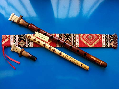 Armenische Gravur Duduk Pro vor apricot Holz, 2 Blätter, National Fall, spielen Anleitung und Geschenk Flöte