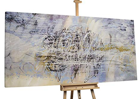 KunstLoft® XXL Gemälde 'Self Portrait' 200x100cm | original handgemalte Bilder | Abstrakt Weiß Grau Deko | Leinwand-Bild Ölgemälde einteilig groß | Modernes Kunst Ölbild
